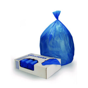 High-Density Waste Can Liners, 23 gal, 14 mic, 30" x 43", Blue, 25 Bags/Roll, 10 Rolls/Carton