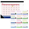 Academic Year Recycled Desk Pad Calendar, Illustrated Seasons Artwork, 22 x 17, Black Binding, 12-Month (July-June):2024-2025