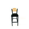Eagle Series Barstool, Supports Up to 300 lb, 28.5" Seat Height, Black Seat, Natural Back, Black Base