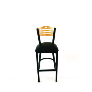 Eagle Series Barstool, Supports Up to 300 lb, 28.5" Seat Height, Black Seat, Natural Back, Black Base