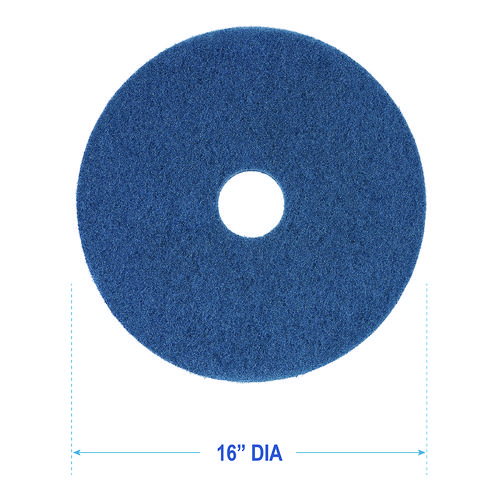 Scrubbing Floor Pads, 16" Diameter, Blue, 5/Carton - Image 3