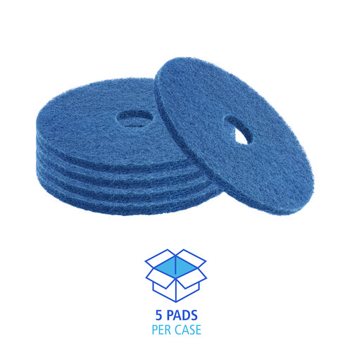Scrubbing Floor Pads, 16" Diameter, Blue, 5/Carton - Image 4