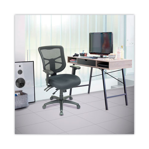 Alera Elusion Series Mesh Mid-Back Multifunction Chair, Prem Fabric, Supports Up to 275 lb, 17.7" to 21.4" Seat Height, Black