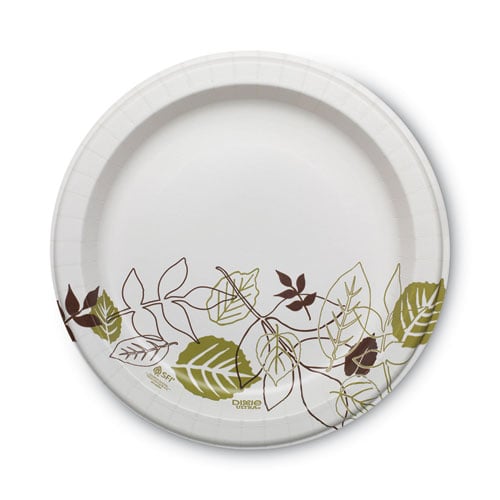 Food Service — Pathways Soak Proof Shield Heavyweight Paper Plates, 10.13″ dia, Green/Burgundy, 125/Pack