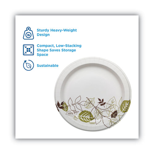 Pathways Soak Proof Shield Heavyweight Paper Plates, 10.13" dia, Green/Burgundy, 125/Pack