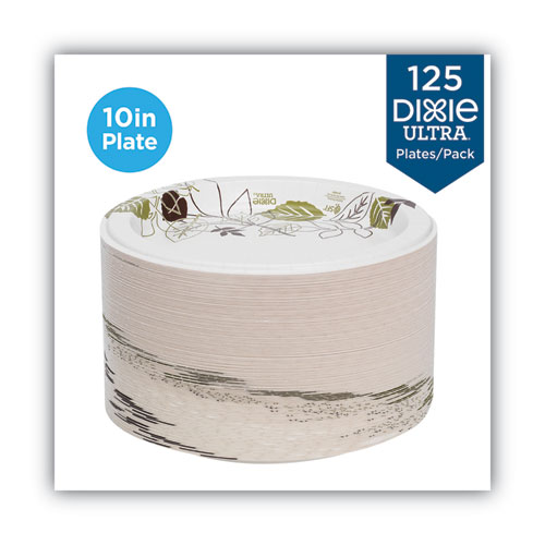 Pathways Soak Proof Shield Heavyweight Paper Plates, 10.13" dia, Green/Burgundy, 125/Pack