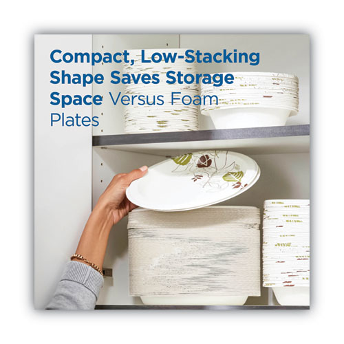 Pathways Soak Proof Shield Heavyweight Paper Plates, 10.13" dia, Green/Burgundy, 125/Pack