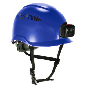 Skullerz 8977LED Class C Safety Helmet with LED Light and Adjustable Venting, 6-Point Ratchet Suspension, Blue