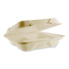 Nourish Molded Fiber Takeout Containers, Compostable, 3 Compartments, 5 x 9 x 2, White, Sugarcane, 200/Carton