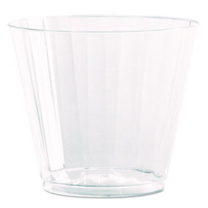 Classic Crystal Plastic Tumblers, 9 oz, Clear, Fluted, Squat, 20/Pack, 12 Packs/Carton