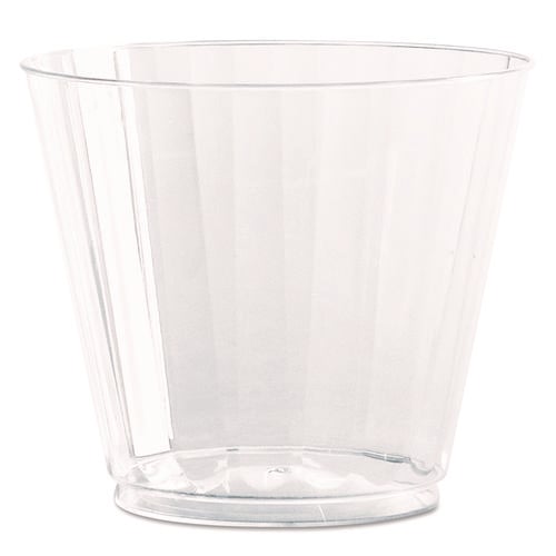 Classic Crystal Plastic Tumblers, 9 oz, Clear, Fluted, Squat, 20/Pack, 12 Packs/Carton