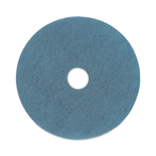 Burnishing Floor Pads, 20" Diameter, Aqua, 5/Carton