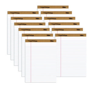 "The Legal Pad" Plus Ruled Perforated Pads with 40 pt. Back, Wide/Legal Rule, 50 White 8.5 x 11.75 Sheets, Dozen