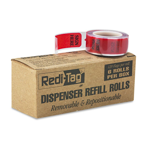 Redi-Tag Sign Here Reversible Red Refill Rolls