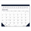 Recycled Two-Color Monthly Desk Pad Calendar, 18.5 x 13, Perforated White/Blue/Gray Sheets, 12-Month (Jan-Dec): 2025