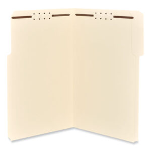 Reinforced Top Tab Fastener Folders, 0.75" Expansion, 2 Fasteners, Legal Size, Manila Exterior, 50/Box