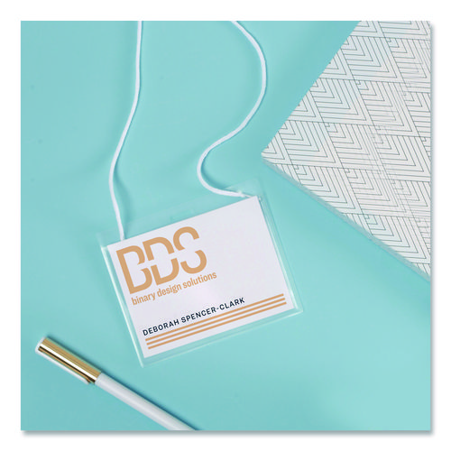 Necklace-Style Badge Holder w/Laser/Inkjet Insert, Top Load, 4 x 3, WE, 50/Box