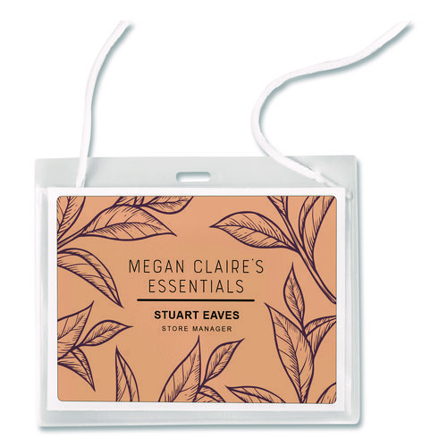 Necklace-Style Badge Holder w/Laser/Inkjet Insert, Top Load, 4 x 3, WE, 50/Box