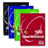 Spiral Notebook, Quadrille Rule (4 sq/in), Randomly Assorted Cover Color, (100) 10.5 x 8 Sheets