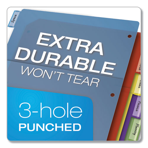 Poly 1-Pocket Index Dividers, 8-Tab, 11 x 8.5, Assorted