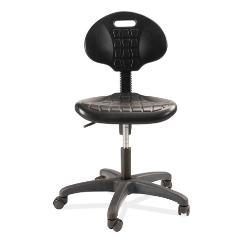 6700 Series Polyurethane Adj Height Task Chair, Supports 300 lb, 16" to 21" Seat Height, Black Seat, Black Back, Black Base