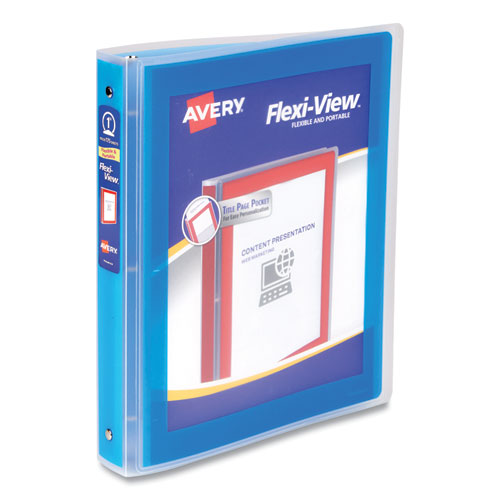 Avery&reg; Flexi-View 3 Ring Binder, 1 Inch Round Rings, 1 Blue Binder