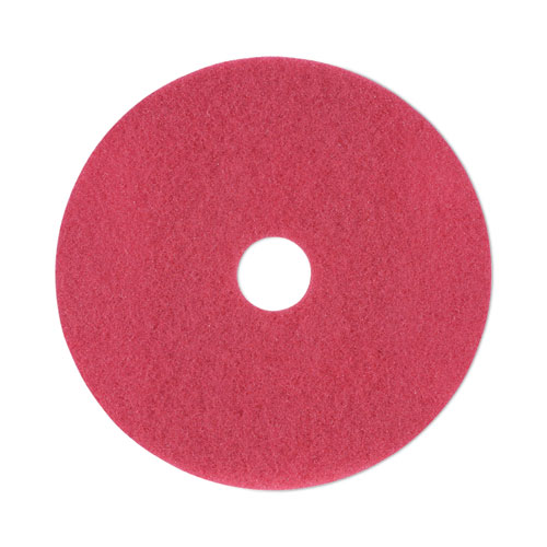 Buffing Floor Pads, 19" Diameter, Red, 5/Carton