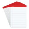 Perforated Ruled Writing Pads, Wide/Legal Rule, Red Headband, 50 White 8.5 x 11.75 Sheets, Dozen