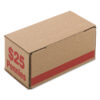 Corrugated Cardboard Coin Storage with Denomination Printed On Side, 8.5 x 4.38 x 3.63, Red