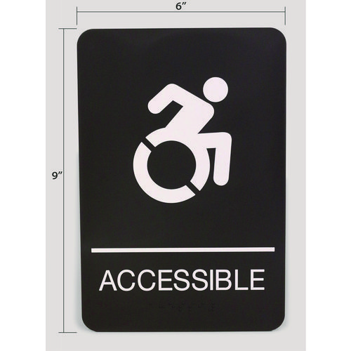 ADA Sign, Accessible, 6 x 9, Black Face, White Graphics