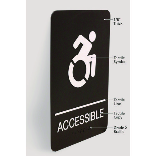 ADA Sign, Accessible, 6 x 9, Black Face, White Graphics