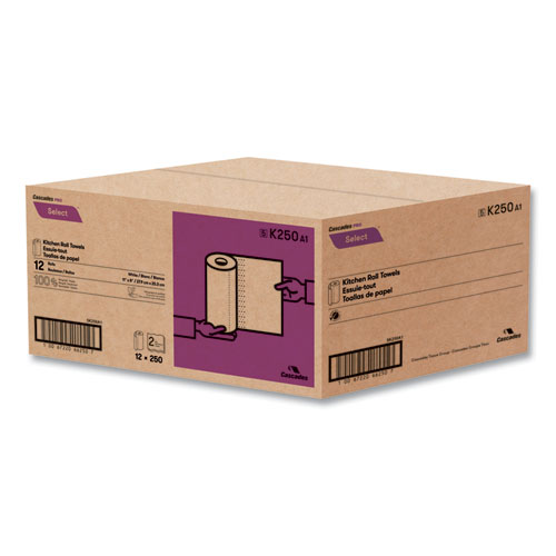 Select Kitchen Roll Towels, 2-Ply, 8 x 11, 250/Roll, 12/Carton - Image 2