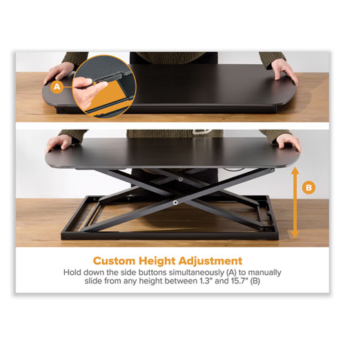 Manual Height Adjustable Standing Desk Converter, 22.05" x 31.34" x 1.26" to 15.75", Black