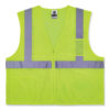 GloWear 8256Z Class 2 Self-Extinguishing Zipper Vest, Polyester, 2X-Large/3X-Large, Lime