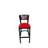Jones River Series Barstool, Supports Up to 300 lb, 28.5" Seat Height, Red Seat, Dark Mahogany Back, Black Base