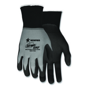 Ninja Nitrile Coating Nylon/Spandex Gloves, Black/Gray, Medium, Dozen