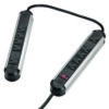 Split Metal Surge Protector, 10 AC Outlets, 6 ft Cord, 1,250 J, Black/Silver