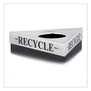 Trifecta Waste Receptacle Lid. Laser Cut "RECYCLE" Inscription, 20w x 20d x 3h, Stainless Steel