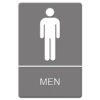 ADA Sign, Men Restroom Symbol w/Tactile Graphic, Molded Plastic, 6 x 9, Gray