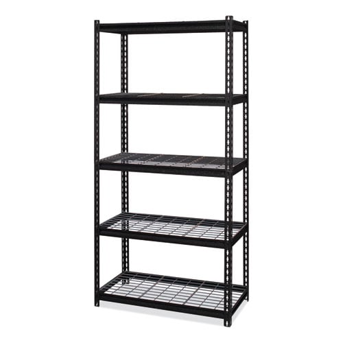 Iron Horse 2300 Wire Deck Shelving, Five-Shelf, 36w x 18d x 72h, Black
