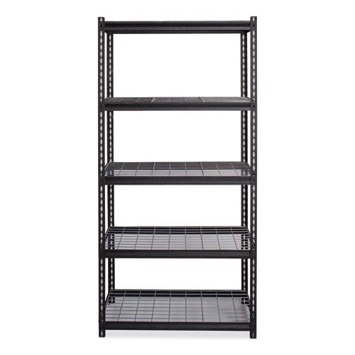 Iron Horse 2300 Wire Deck Shelving, Five-Shelf, 36w x 18d x 72h, Black