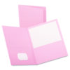 Twin-Pocket Folder, Embossed Leather Grain Paper, 0.5" Capacity, 11 x 8.5, Pink, 25/Box