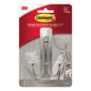 Adhesive Mount Metal Hook, Large, Double Hook, Brushed Nickel Finish, 4 lb Capacity, 1 Hook and 2 Strips
