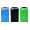 29 Gallon Trash/Recycling Cans, Steel, Blue Cans/Bottles with Circle Lid, Green Compost and Black Trash Cans with Square Lids