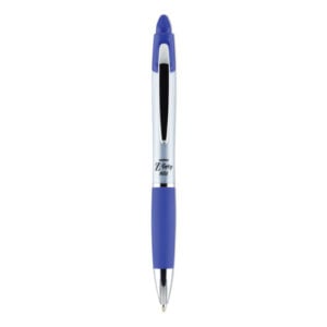 Z-Grip MAX Ballpoint Pen, Retractable, Medium 1 mm, Blue Ink, Silver/Blue Barrel, 12/Pack