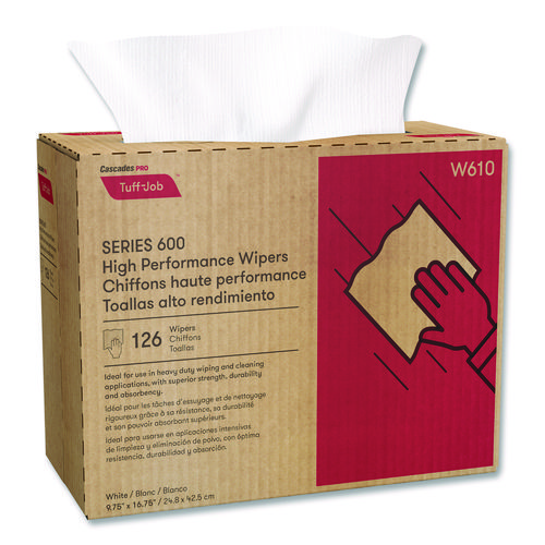 Tuff-Job S600 High Performance Wipers, 9 3/4 x 16 3/4, 126/Box, 10 Box/Carton