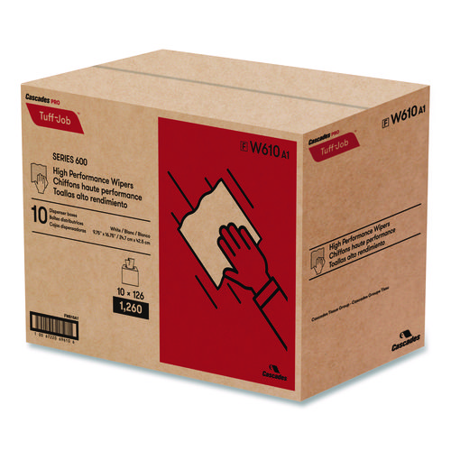 Tuff-Job S600 High Performance Wipers, 9 3/4 x 16 3/4, 126/Box, 10 Box/Carton