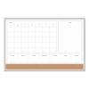 4N1 Magnetic Dry Erase Combo Board, Week/Month Planning, 36 x 24 (Actual Size: 35 x 23), Tan/WH Surface, Satin Aluminum Frame
