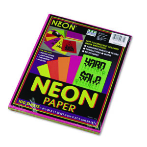 Array Colored Bond Paper, 24 lb Bond Weight, 8.5 x 11, Assorted Neon Colors, 100/Pack