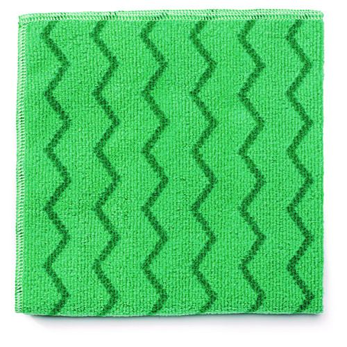 Reusable Cleaning Cloths, Microfiber, 16 x 16, Green, 12/Carton